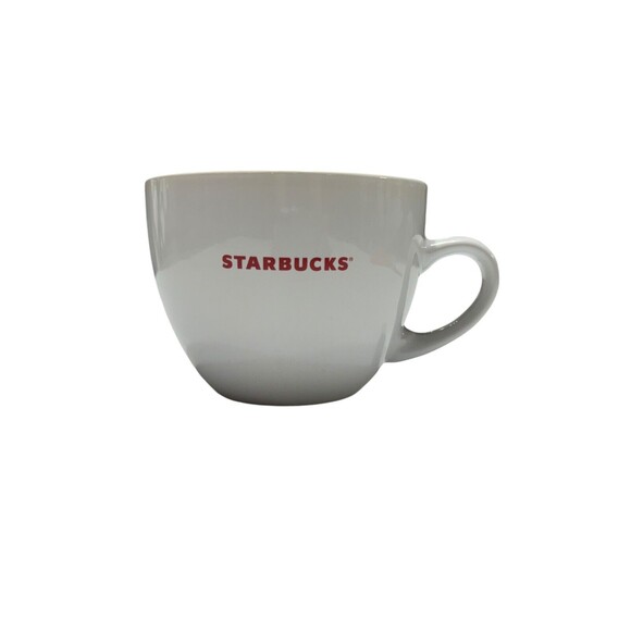 Starbucks 2008 18 oz Cup White w/ Red Lettering‎ Coffee Mug - Picture 1 of 6